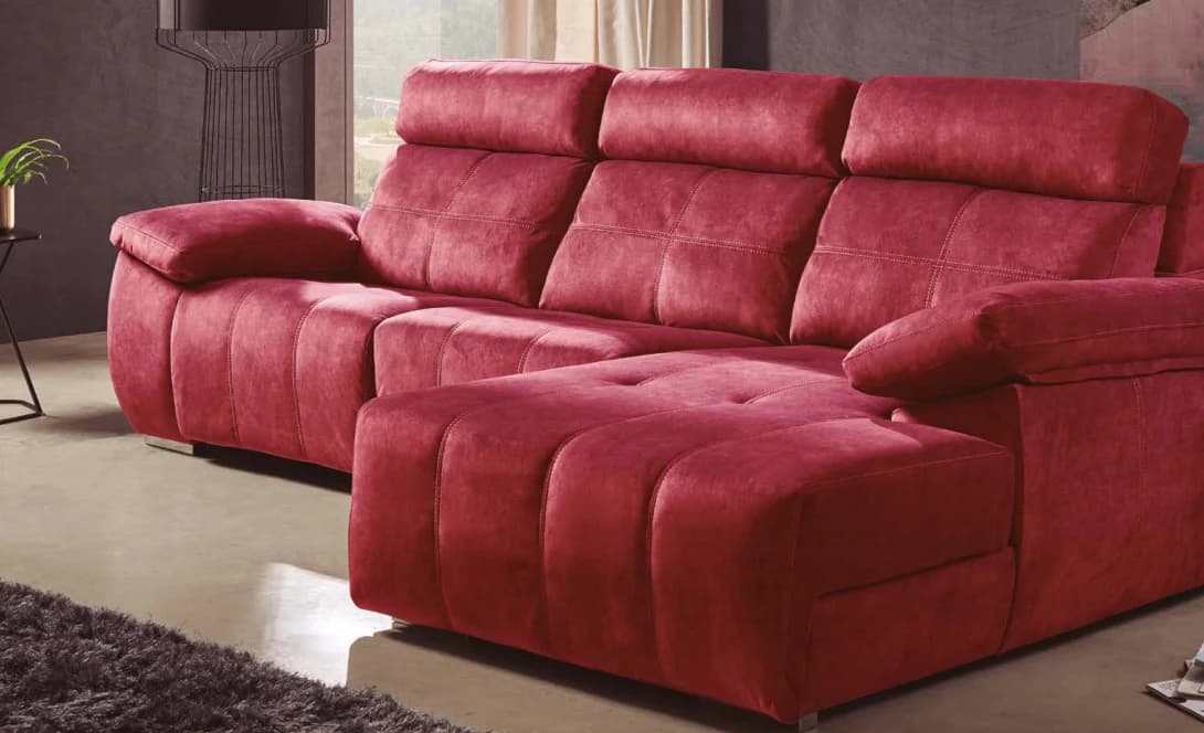 Sofá chaise longue relax tapizado en rojo